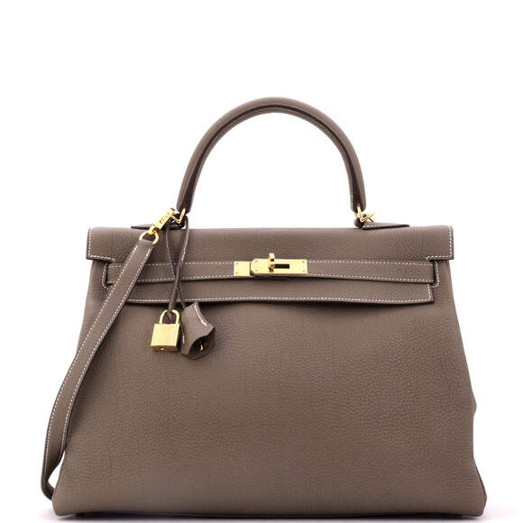 Hermes Handbags - Hermes Kelly 35 Grey Togo with Gold Hardware